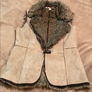 Faux Fur lined suede vest